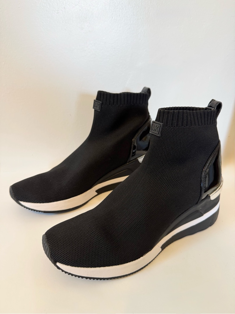 Michael Kors Skyler Stretch Knit Black Wedge Sneaker